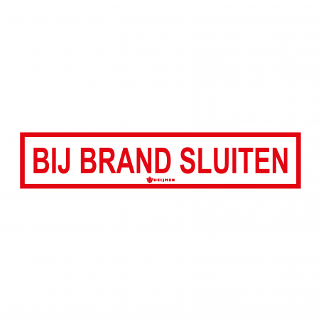 Aufkleber Heijmen 'Bij brand sluiten' 15x3cm